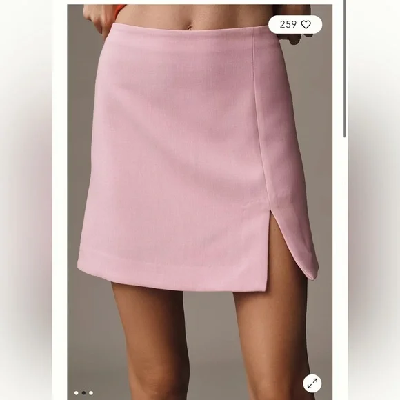 BNWT Maeve Anthropologie Light Pink Linen Style Tailored Mini Skirt - Picture 3 of 5